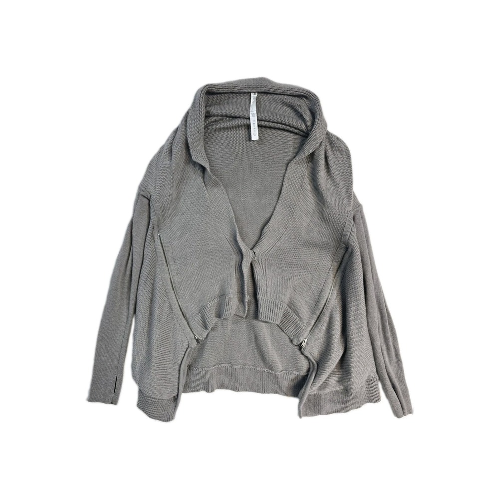 Lululemon Women's Wrap It Up Merino Wool Blend Knit Sweater Cardigan Beige 8